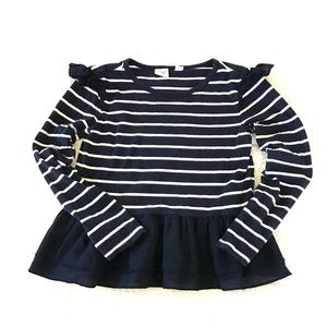 🔴 EUC Gap Kids Ruffled Top in Navy and White